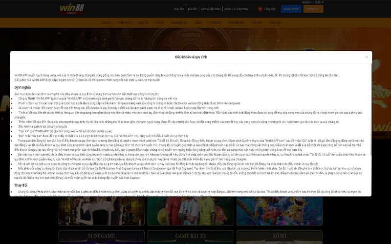 Điều khoản và điều kiền để người chơi đăng ký win88